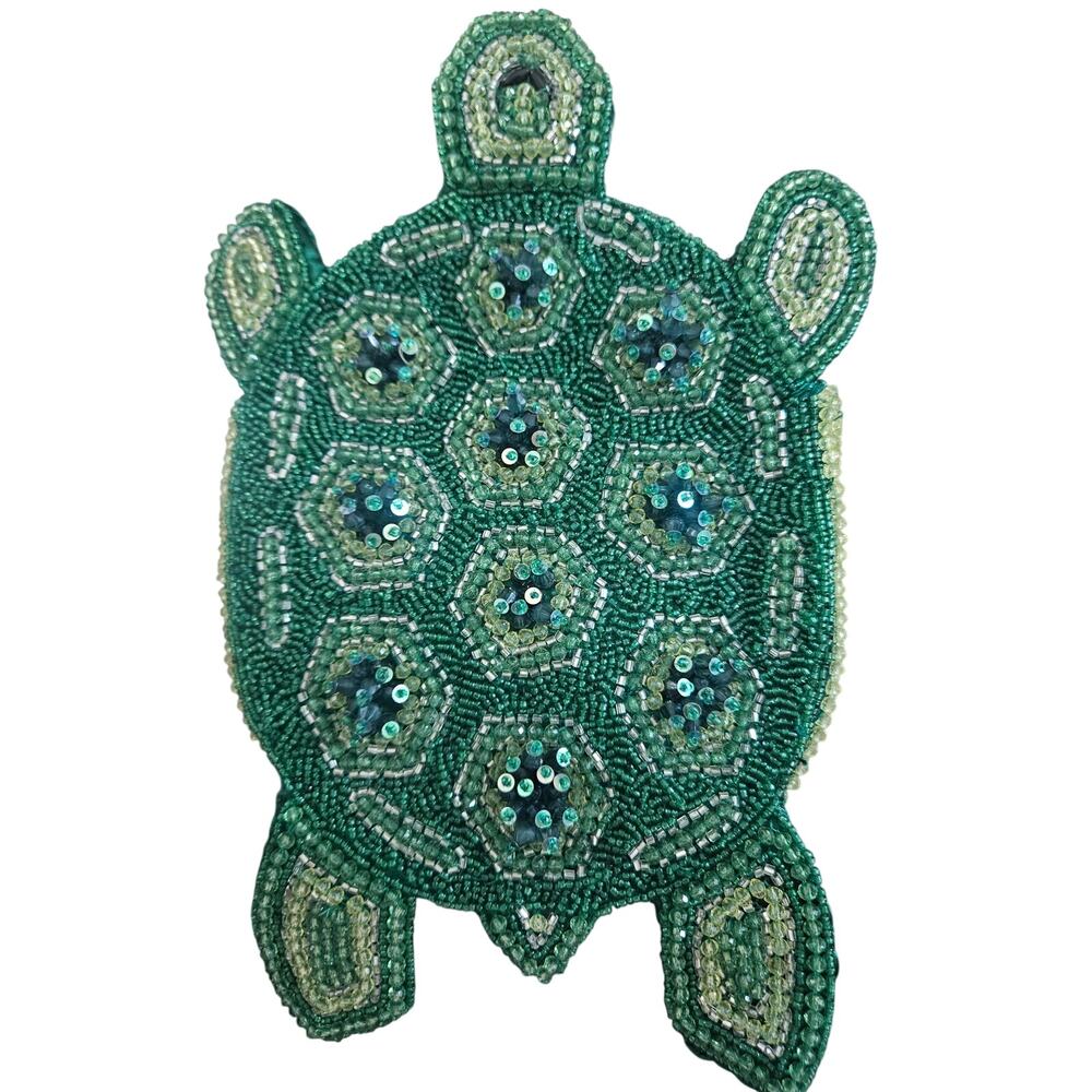 Handcrafted Beaded Turtle Tortoise Crossbody Bag Purse HTF NWT Green Viral RARE